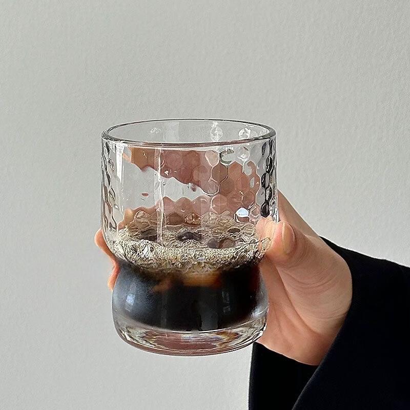 OLOEY Hammered Glass Cup for Home Use