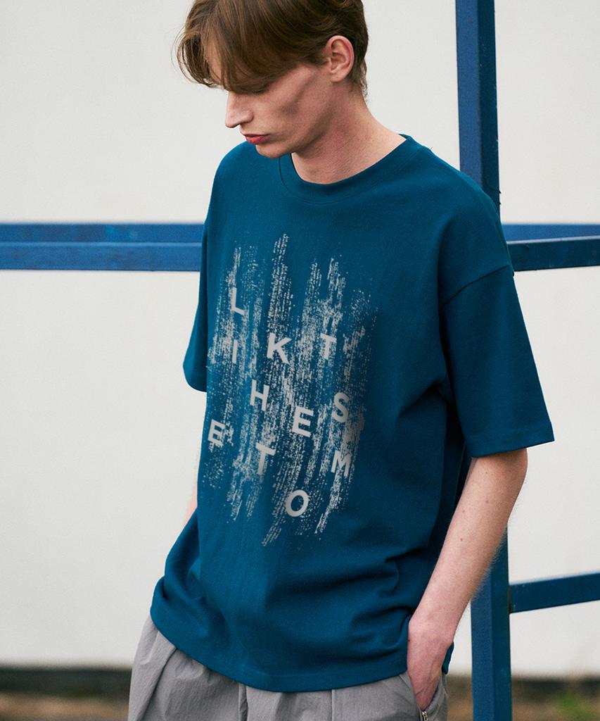 LIKE THE MOST Printed 10-Count Oversized T-Shirt_Blue Green