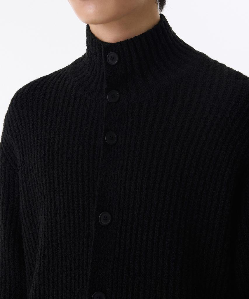 Musinsa Standard Boucle Ribbed High-Neck Cardigan [Black]