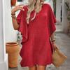 Summer Dresses for Women V Neck Ruffle Sleeve Mini Sundress Casual Loose Boho Beach Vacation Shift Dress