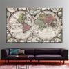 Vintage World Map Double Hemisphere Antique Canvas Wall Art Poster Prints for Living Room Decor Office Study Hanging Aesthetic Map