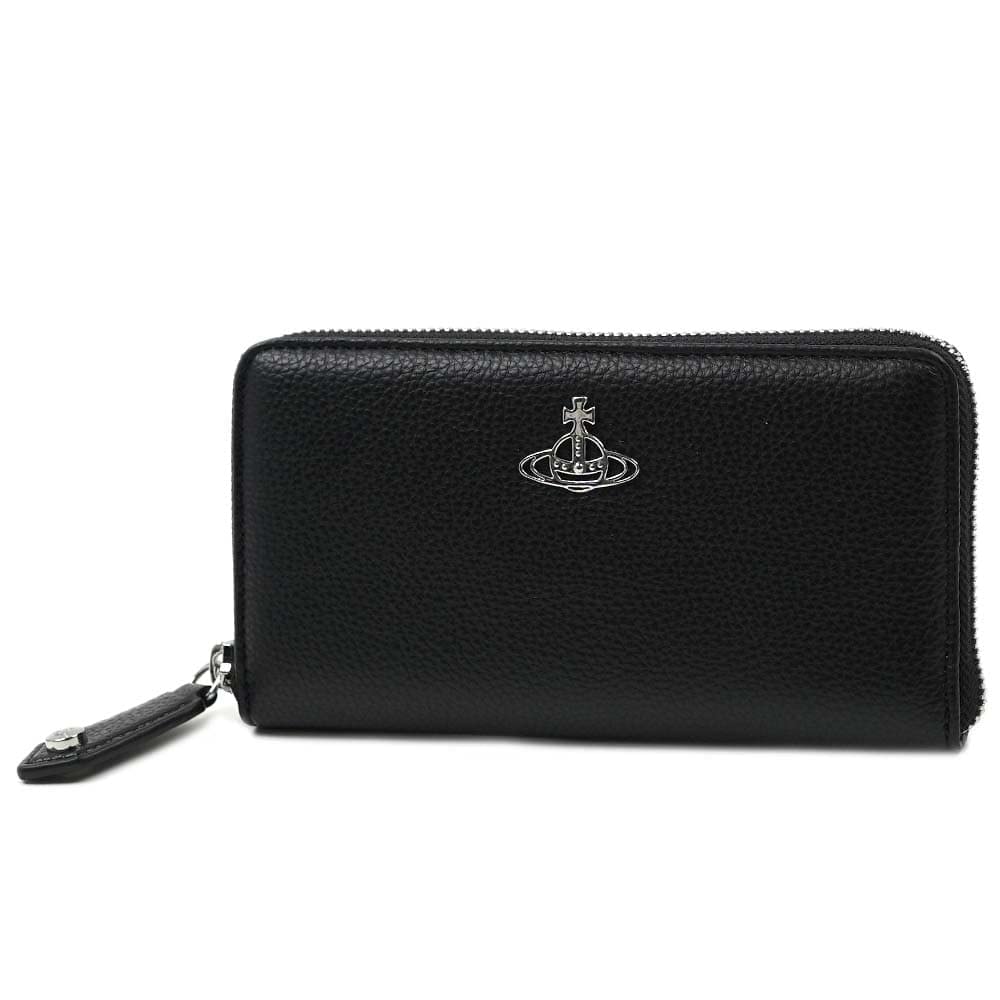 

Vivienne Westwood GRAIN NEW ZIP ROUND WALLET PALE BLACK 53020079 S000D N403 Long Zipper Wallet RE-VEGAN Women s чорний
