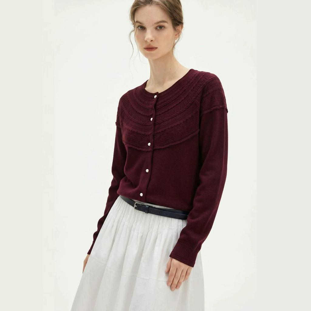 Women's Retro Wool Lace Knit Sweater: Long Sleeve, Loose Fit, Versatile Autumn Top
