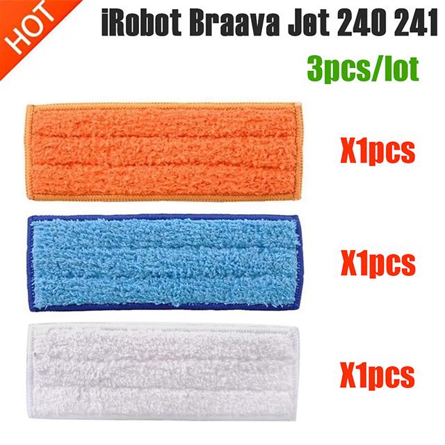 Washable Wet Mopping Pads Damp Pads Dry Pad Cloth For iRobot Braava Jet 240 241 Cleaner Robot Spare Parts Rag Replacement kit
