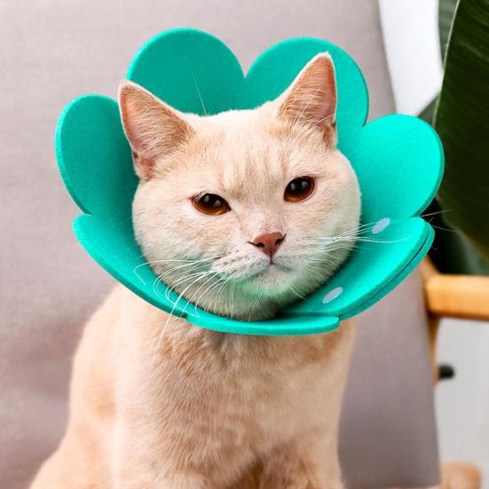 Cat Cone Recovery Collar Adjustable Cute Sunflower Pet Cone Collar Felt Recovery Cone for Kittens Prevents Lick-Bite And Scratching