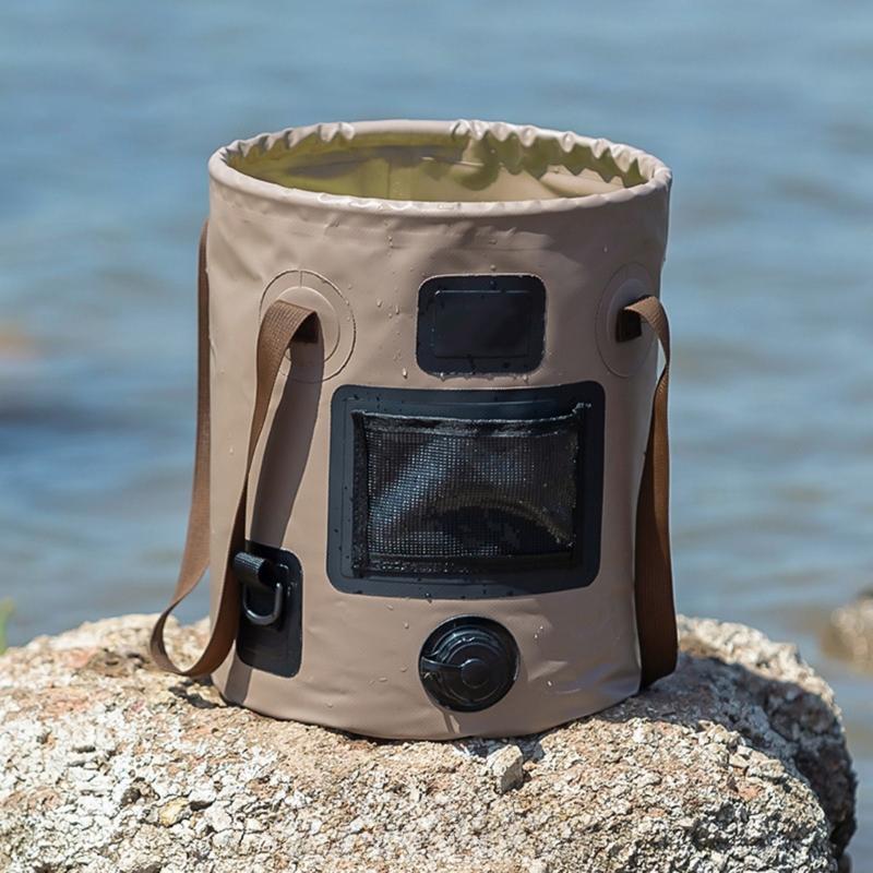 Tragbarer faltbarer Fischereieimer 25L Fassungsvermögen Handeimer Outdoor-Reise Wasseraufbewahrungsbeutel für Outdoor-Aktivitäten