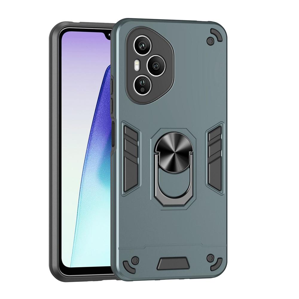 KEYSION Shockproof Armor Case for HONOR 400 Pro 5G Soft Silicone+PC Metal Ring Stand Phone Back Cover for Huawei Honor 400 5G