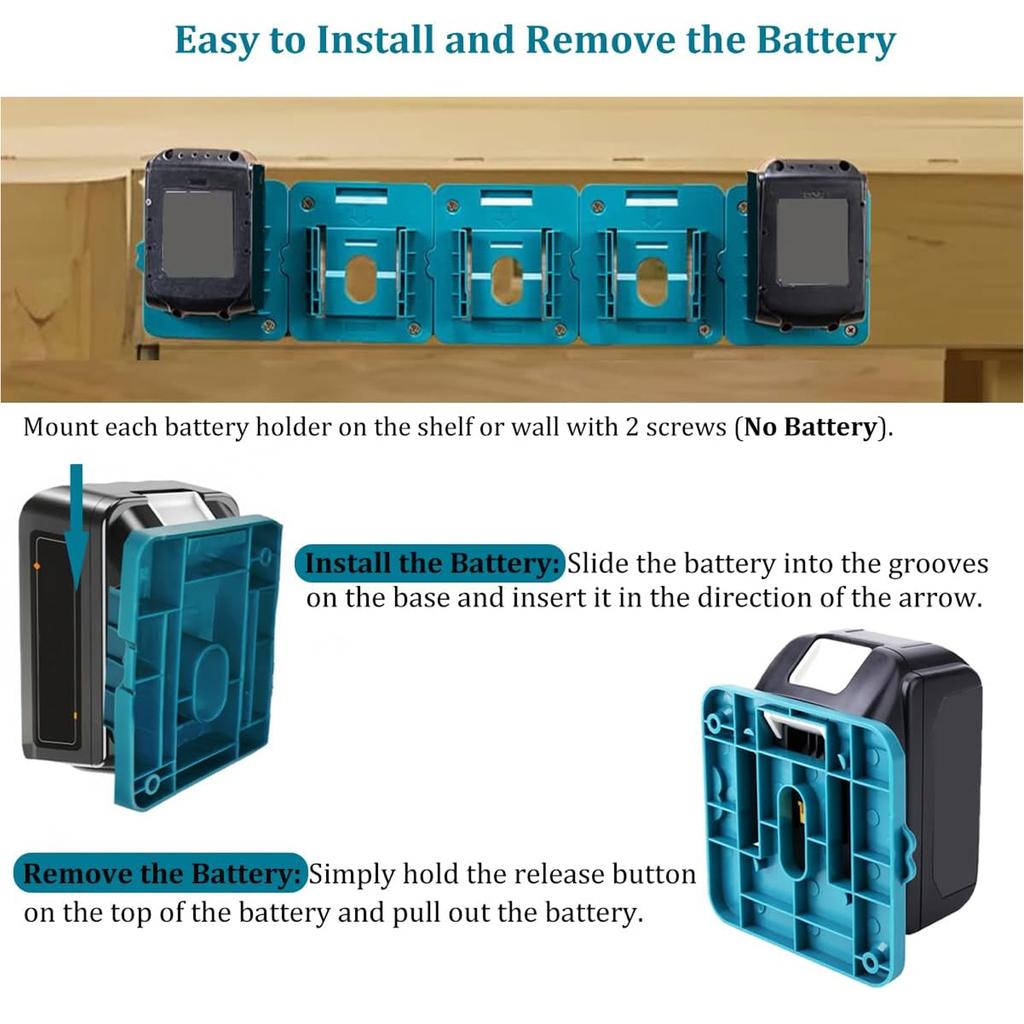 1-11Pcs Battery Holder for Makita 18V Battery,Wall Mount Batteries Storage Organizer for BL1811 BL1811 for Work Van,Shelf,Toolbo