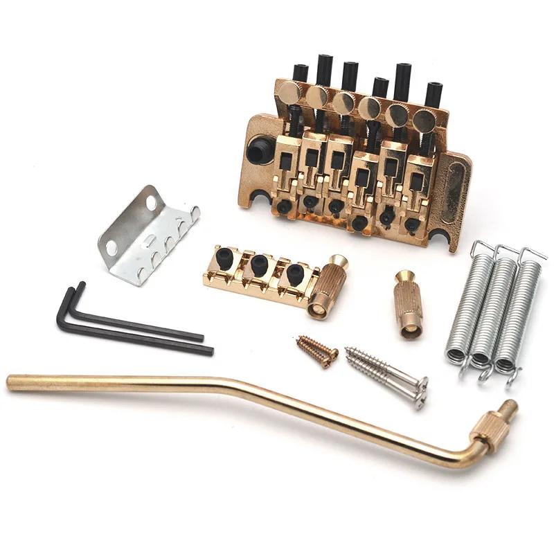 

Double Locking Tremolo Bridge System with Whammy Bar for Electric Guitar, Black Gold Chrome Color Guitar Part золотий