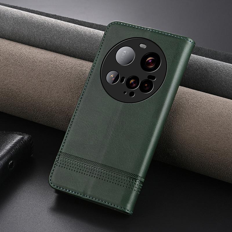 Suitable for 14 Xiaomi 15pro Phone Case with Magnetic Cow Pattern. 13xiaomi12 Full Package Shockproof 11T/10 Leather Case