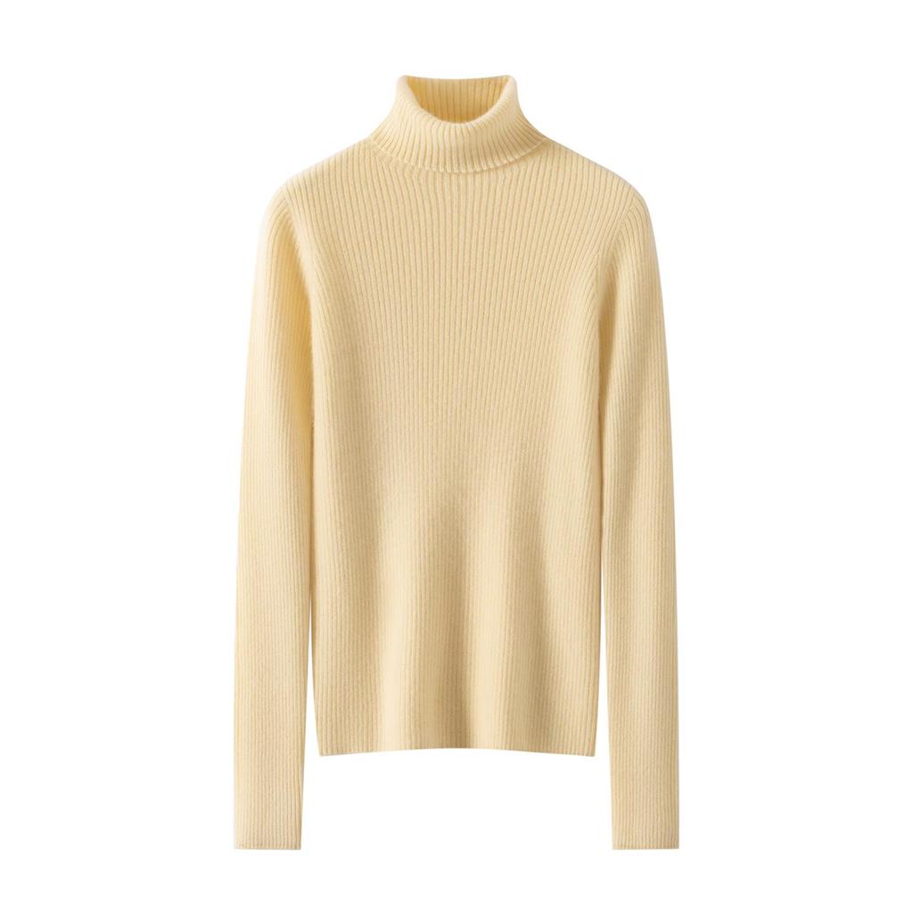 Women's High Neck 100% Pure Cashmere Sweater - Thickened, Slimming, Warm Knit Base Layer