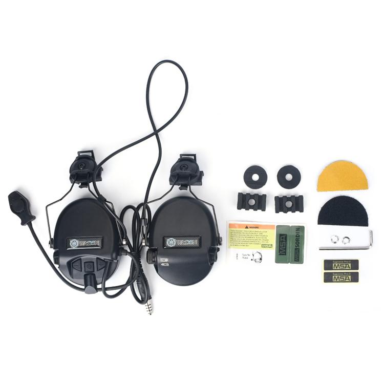 WADSN Tactical Active Noise Cancelling Communication Headset with Helmet Mounts Over-ear PTT Specialized WZ189 ABS Outdoor Game