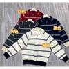 College style striped contrasting color pullover sweater women's autumn and winter new half-zipper polo lapel knitted sweater