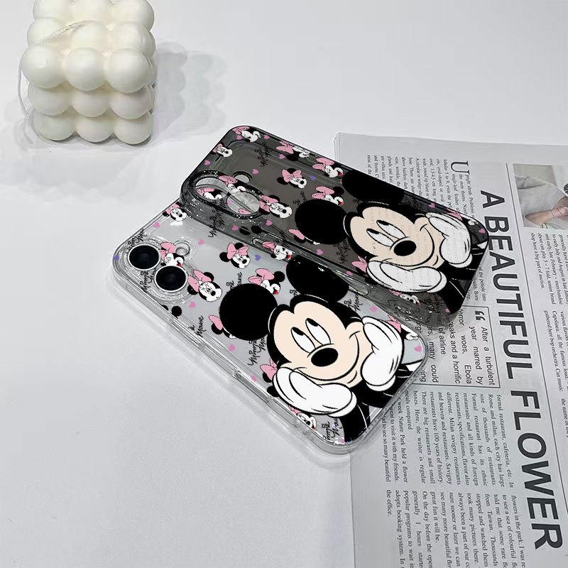 Smiling Mickey Cartoon Phone Case for iPhone 16 Pro Max, 15 Pro, 14, 13, & 17 - Transparent Cross-Border Design