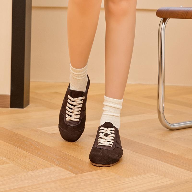 German Training Shoes Women Genuine Leather Women Sneakers Flat Lace-up Retro Large Size Forrest Gump Shoes Women