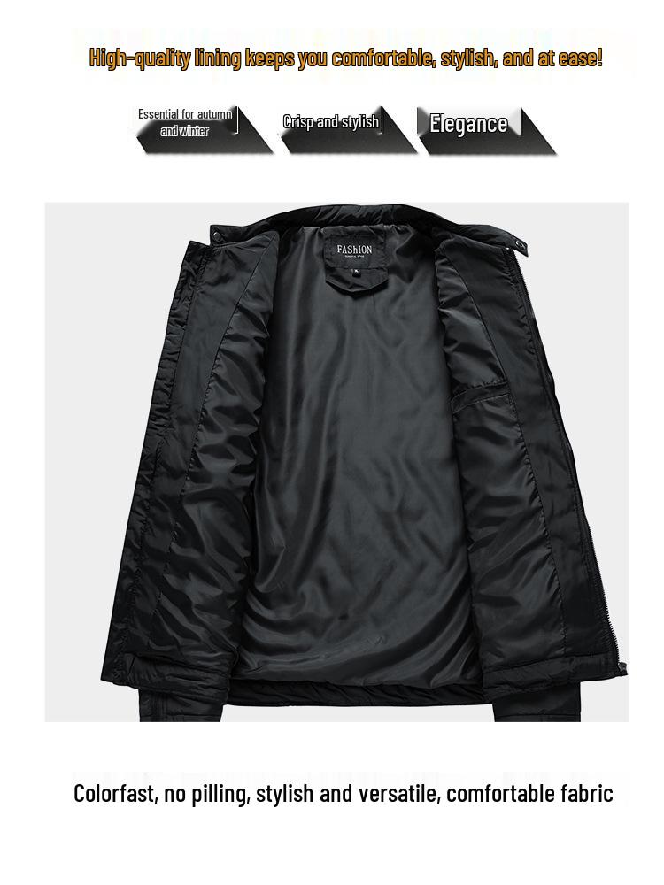 Pánská lehká bavlněná prošívaná bunda se stojáčkem - podzim/zima 2021 Korejský styl