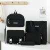 Four-piece Girls Schoolbag Simple Large Capacity Solid Color Five Backpack Junior High School Student Backpack Women