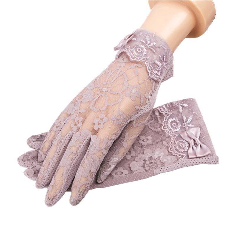 Damen UV-Schutz Spitzenhandschuhe, Eis-Seide Kühlende Touchscreen-Handschuhe, Atmungsaktive Dehnbare Anti-Rutsch Sommerhandschuhe zum Fahren Reiten Outdoor