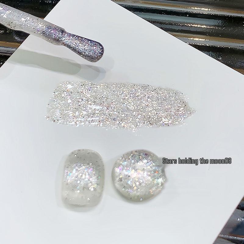 

2025 Новий стиль Супер Блиск Платиновий Подрібнений Діамант та Місяць Зірка Глітер Гель Лак для Нігтів