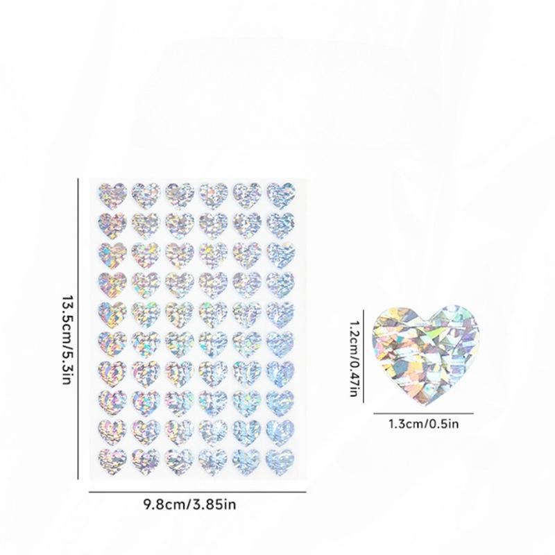 

600 шт./10 аркушів Лазерні Серця Любов Наклейки Блискучі Самоклеючі Наклейки у Формі Серця Для Студентського Планера Скрапбукінгу