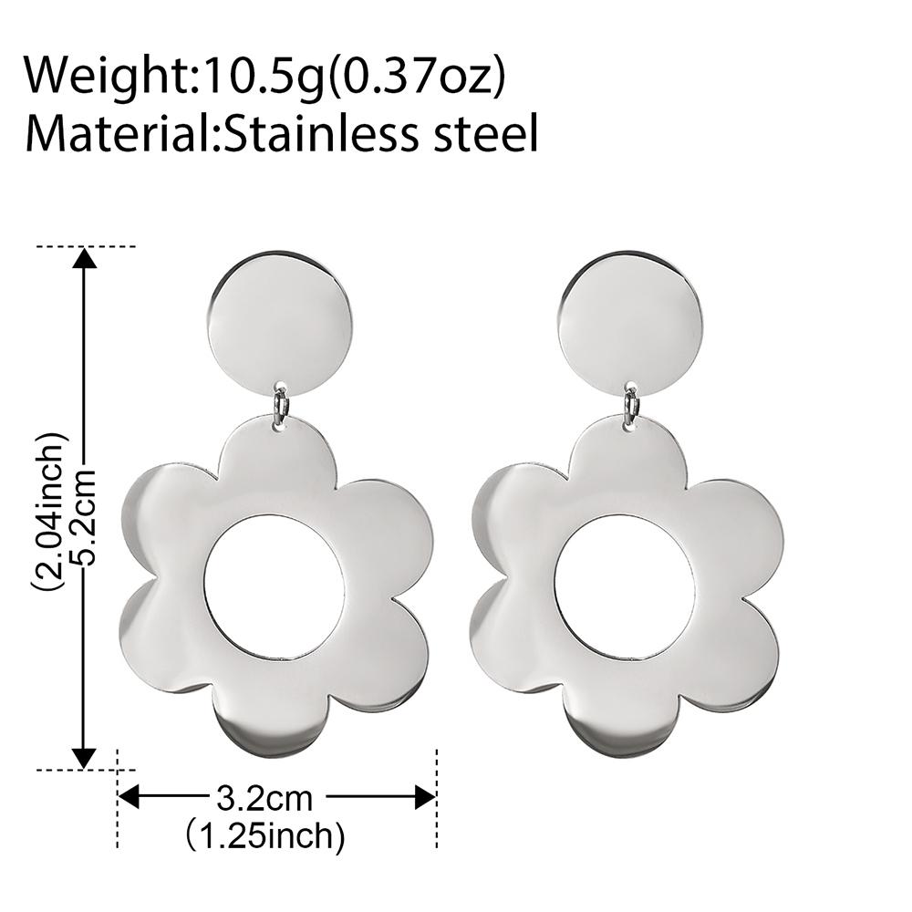 Stainless Steel Earrings Simple Style Symmetrical Circle Flower Design New Fashion Earrings For Women Zircon  Atmospheric Gifts