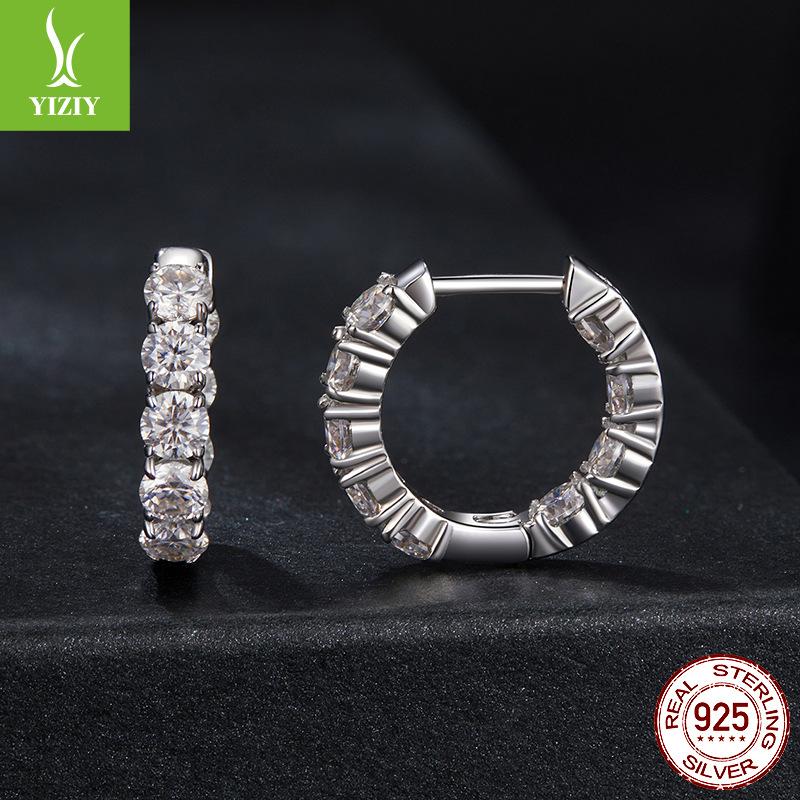 Shining Moissanite Ear Buckle Women, Personalized Luxury Classic Exquisite S925 Sterling Silver Earrings Earrings