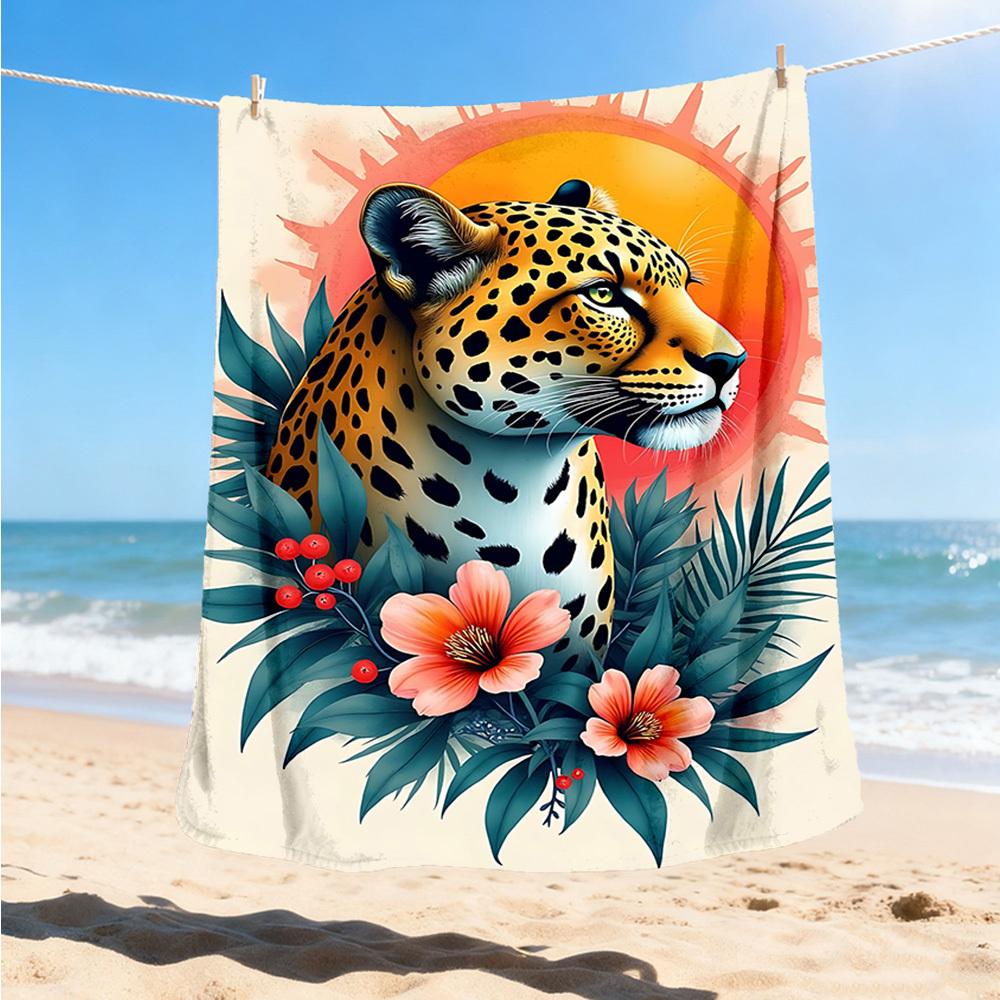 1pc Leopard Print Print Outdoor Blanket, Lightweight Polyester,