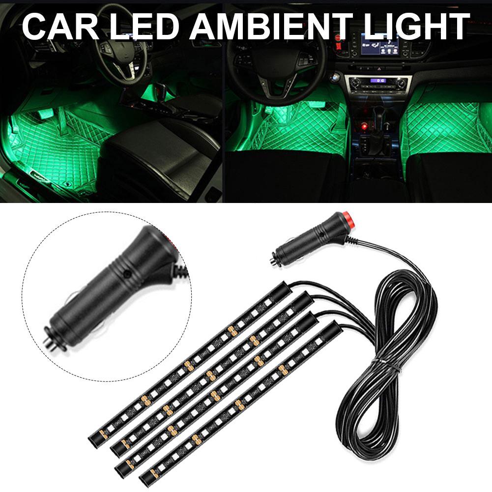 12led Car Interior Ambient Foot Strip Light Kit Backlight Atmosphere Decorative Auto 5v/12v Accessories Lamp Usb Neon Vehic S9x2