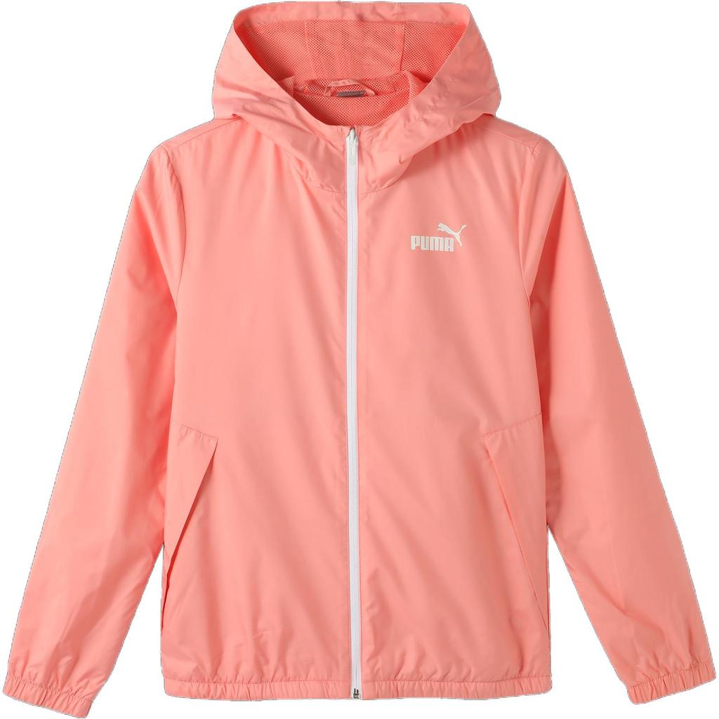 Puma Esswindbreaker Logo Print Outdoor Casual Sports Zip-Up Hooded Jacket Women jackets Light-Pink 672909-63