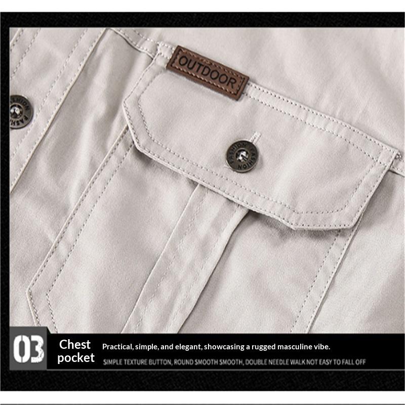 Men'S Spring And Autumn Shirts, Men'S Long-Sleeve Cotton Work Shirts, Men'S Loose Casual Spring Jackets, Men'S Tops