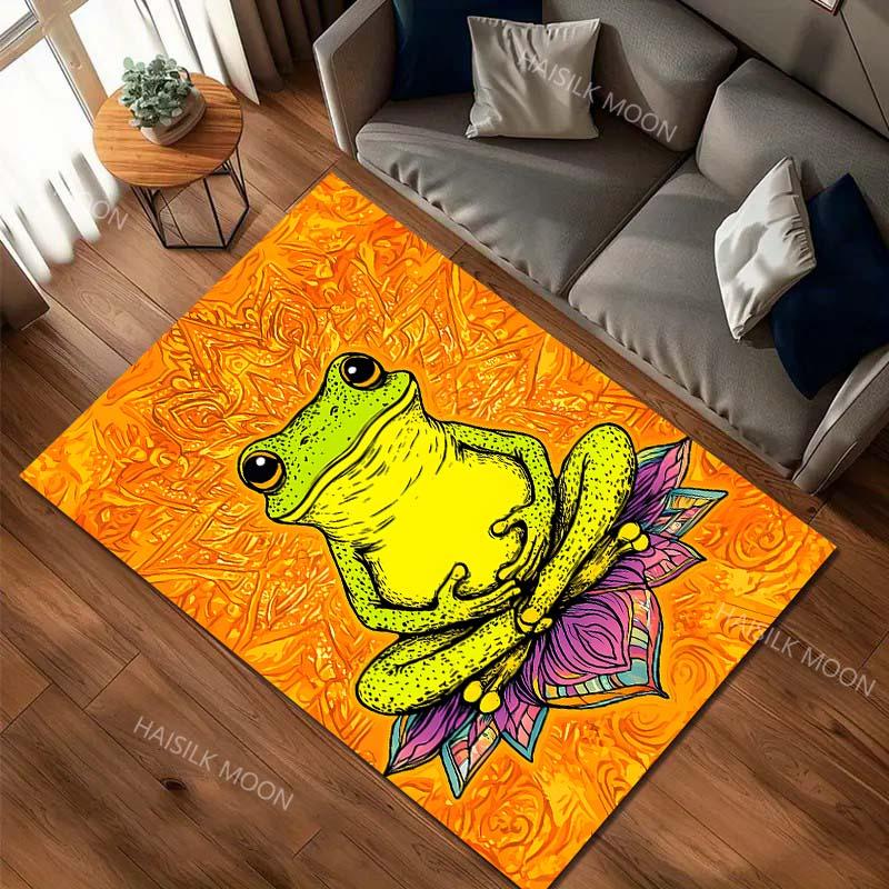 New Product! Meditating Frog Carpet for Living Room Bedroom Bedside Floor Mat Cloakroom Kids Activity Area Rugs Large Size