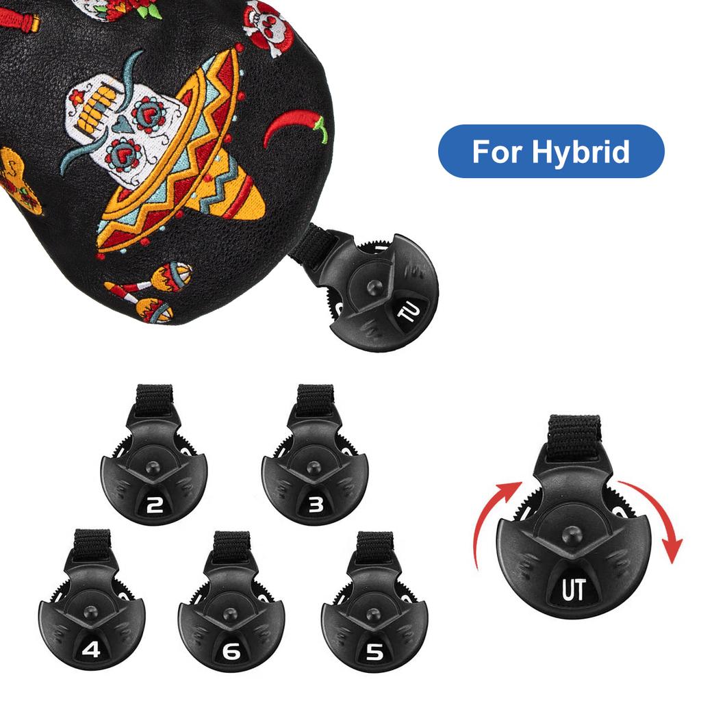 Premium Leather Golf Headcovers Sugar Sku ll Golf Driver Head Cover Embroidery Driver Fairway Wood Hybrid with Number Tags 5