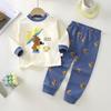 Kids Cotton Thermal Underwear Set Boys Girls Autumn Pajamas Home Wear Long Sleeve Top And Pants Baby Warm Base Layer