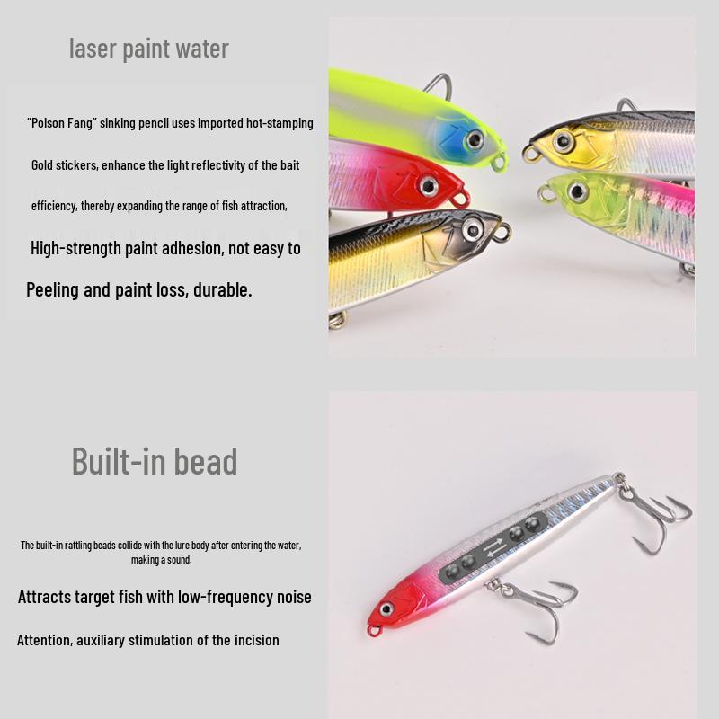 Fangs Sinking Pencilbait: Long-Cast, Sound-Enhanced Lure for Aspius & Pike Freshwater Fishing