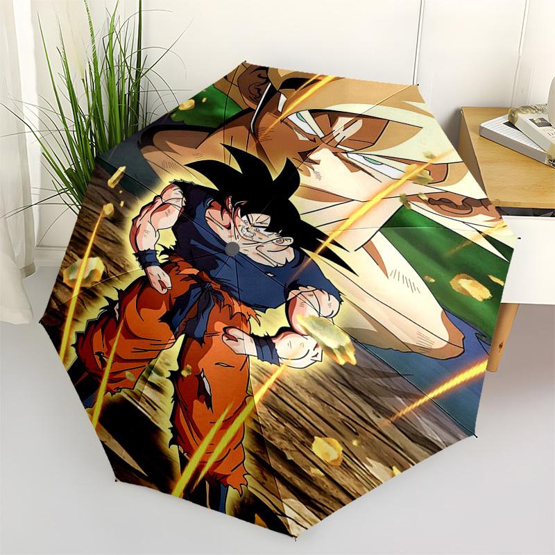1pc Dragon Ball Z Goku Super Saiyan Automatic Folding Umbrella Portable 3-Fold Design with Iron Frame Outdoor for Fans, Travelers, Everyday Use Perfec