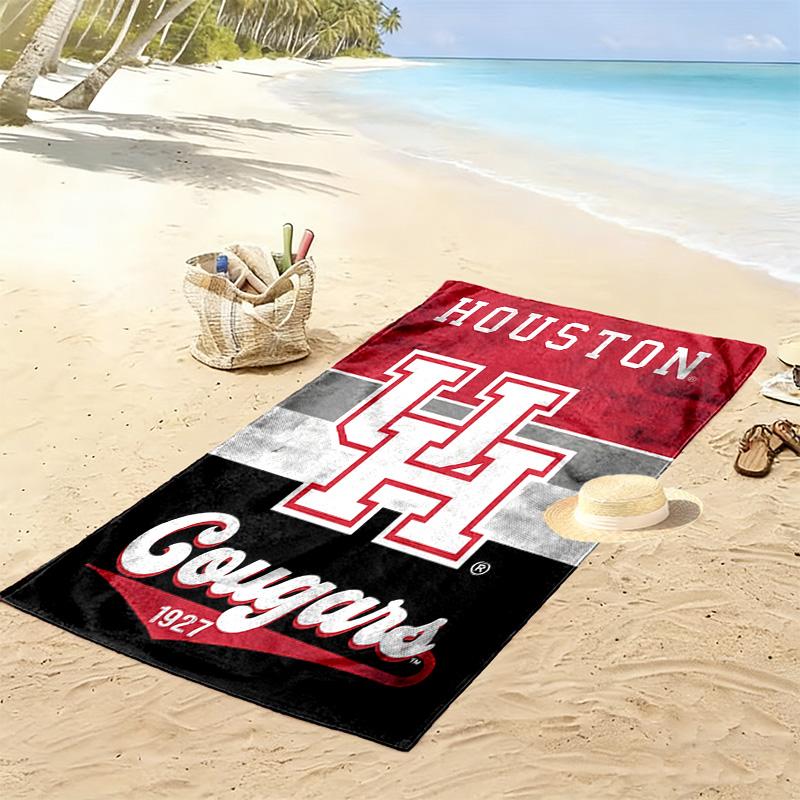 Houston Cougars Print Beach Towel, Large Soft Quick Dry Towel for Beach Camping Swimming