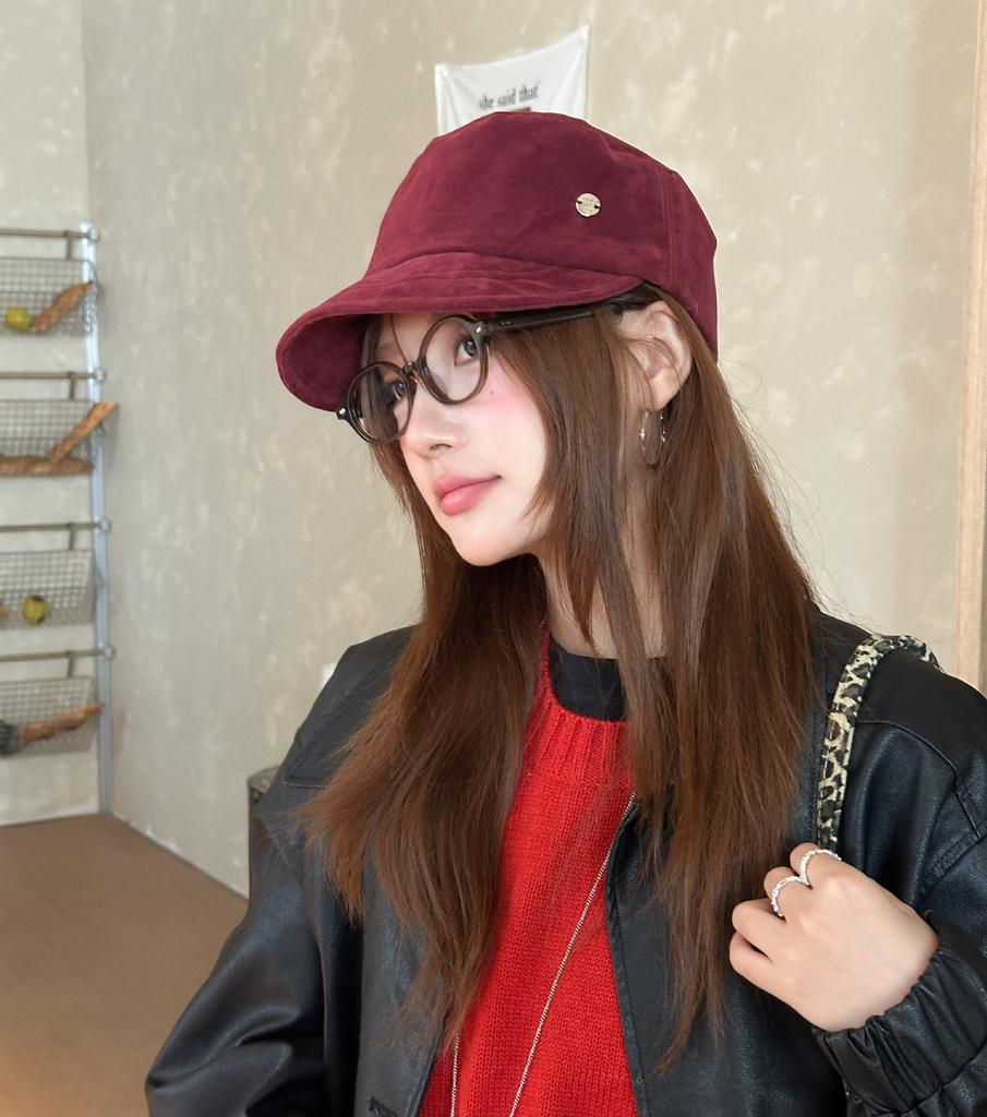 Retro old suede flat top equestrian hat women's autumn and winter British beret fashion casual face peaked cap