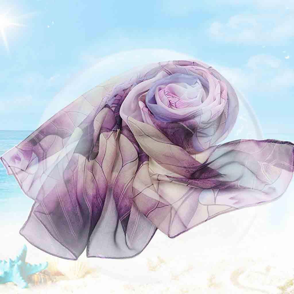 Damen Neuer Schal Blumenmuster Schal Quadratischer Schal Langer und leichter seidiger Schal