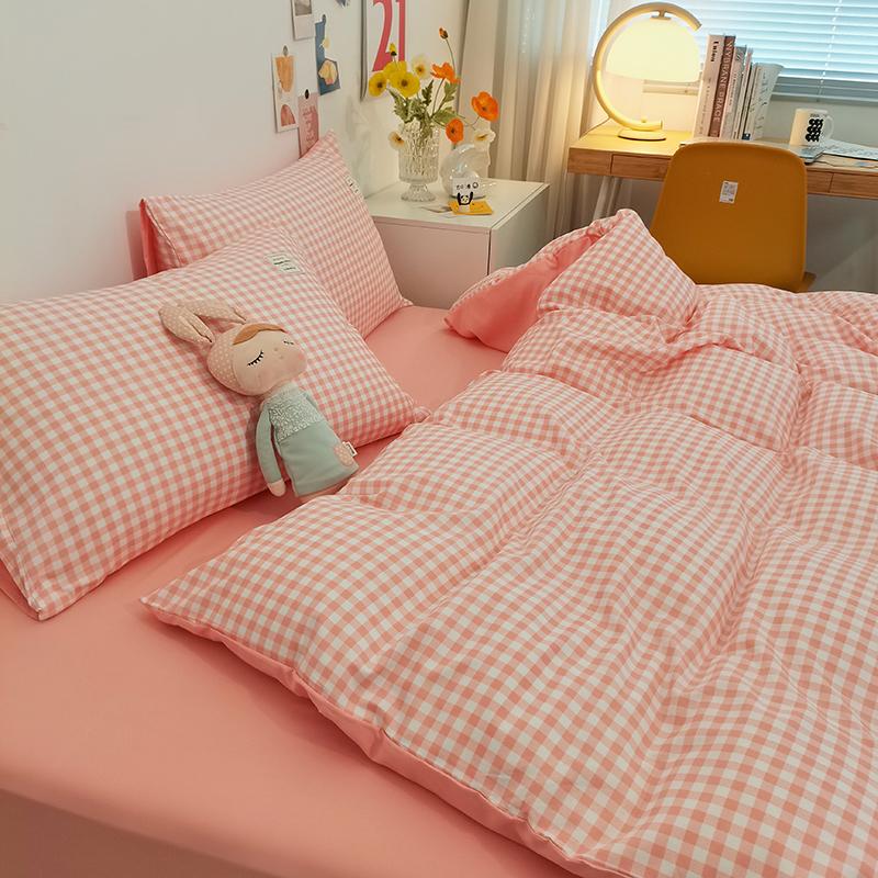 Classic Plaid Bedding Set, 1 Duvet Cover 2 Pillowcases, Brushed Microfiber, Ultra-soft,Bed Set for 1/2 People