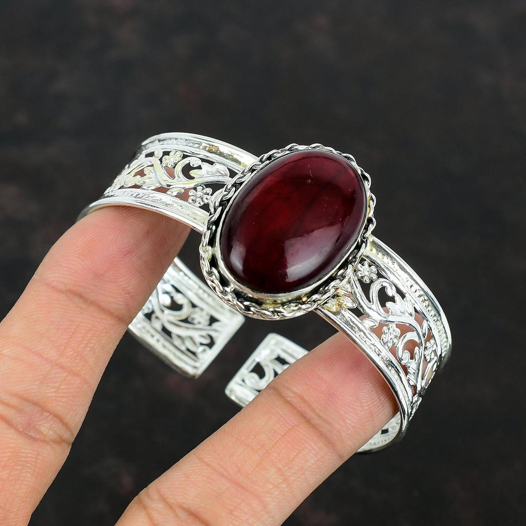 Red Fire Labradorite Cuff Bracelet Gemstone Bangle Handmade Unique Jewelry 925 Sterling Silver Cuff Bracelet Adjustable Bangle Gifts For Mom