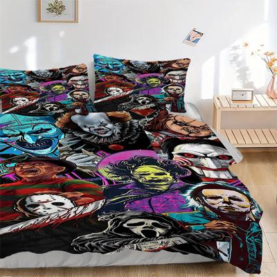 3pcs Horror Movie Characters Bedding Set: Perfect for Bedroom or Guest Room. Soft and Comfortable with No Core Included Yy251031008