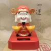 Solar-Powered God of Wealth Nodding Figurine - Car Console Ornament for New Year