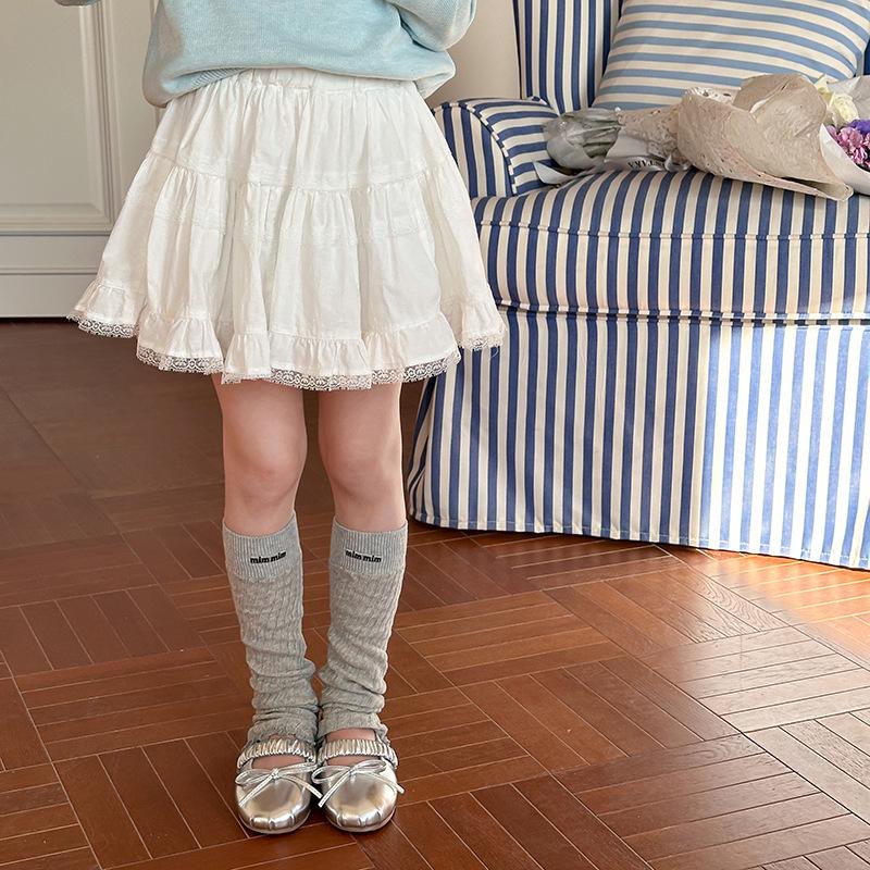 Girls Korean-Style Lace Trim Ballet Skirt: Versatile Summer Princess Skirt 150 cm белый