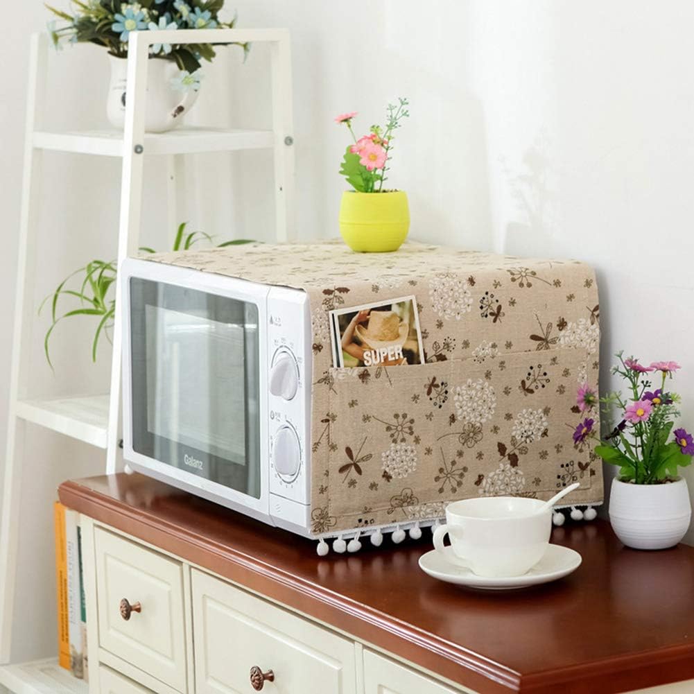 AKOAK 1 Pack 30cm x 90cm/11.81" x 35.43" Household Kitchen Microwave Dust Cover Cotton Linen Oven Cover with Storage Bag Home Decoration Accessories