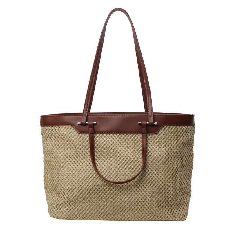 Straw Bag Women's Casual Versatile Tote Bag Retro Large-capacity Shoulder Bag High-end Fashion Woven Bag