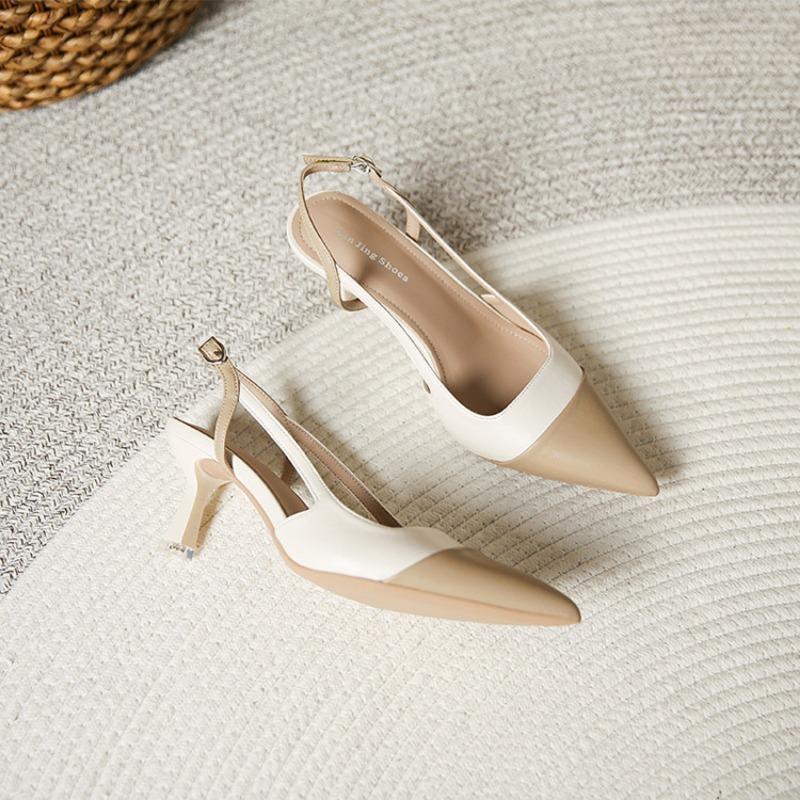 Back Empty Pointed High Heels French Stiletto Sandals Baotou Soft Sole Single Shoes