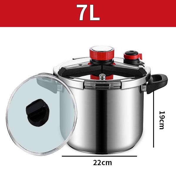 Stainless Steel Pressure Cooker Cooking Pot 1.8L 2.4L 5L 7L Induction Compatible Pressure Cooker Cookware with Extra Glass Lid
