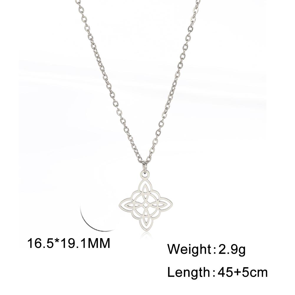 Teamer Stainless Steel Irish Witch Knot Celtics Knot Pendant Necklace Women Men Snake Chain Necklace Amulet Jewelry Wholesale 50-55cm