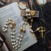 Religious Five Blessed Rosary Necklace  Prayer Beaded Chain Chaplet Saint Benedict Medal Crucifix Cross Y-Necklace  Jewelry