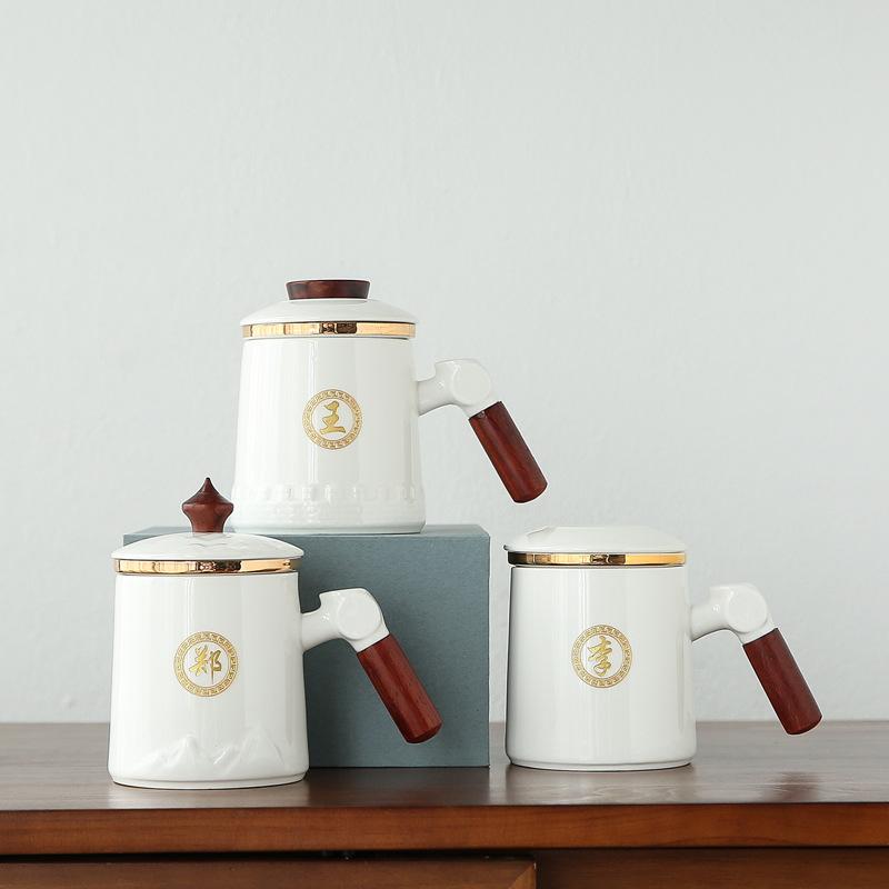 Suet Jade Ceramic Office Cup White Porcelain Tea Cup With Lid Business Meeting Cup Ceramic Cup Gift Box Can Be Ordered